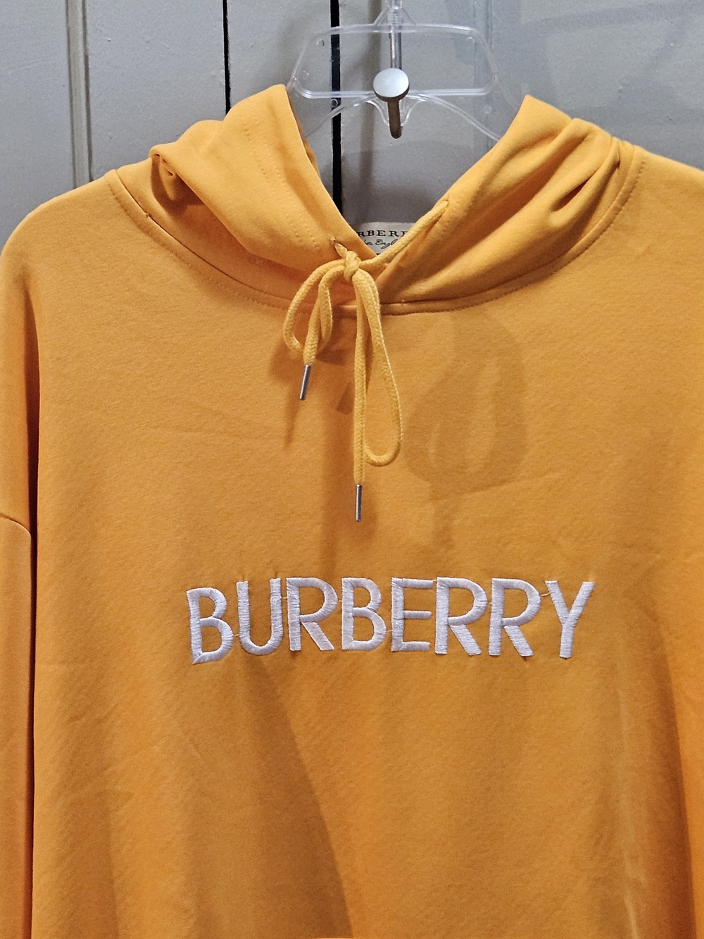 Burberry Yellow Orange Logo Hoodie - Sz XL